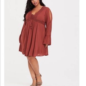 Torrid Rust Gauze Skater Dress Sz 6